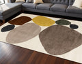 8 X 11 Cream And Brown Geometric Area Rug