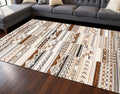 8 X 11 Cream Black And Brown Tribal Area Rug