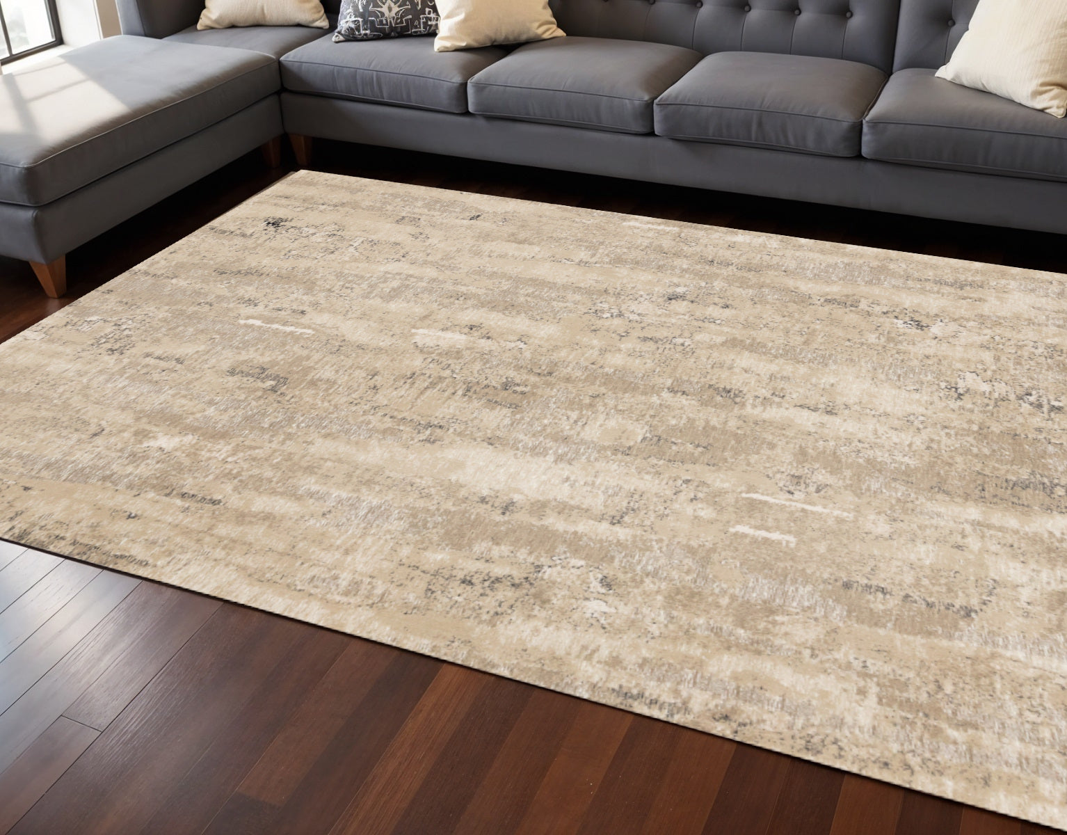 8 X 11 Beige And Black Area Rug
