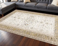 8 X 11 Cream Black And Tan Medallion Area Rug