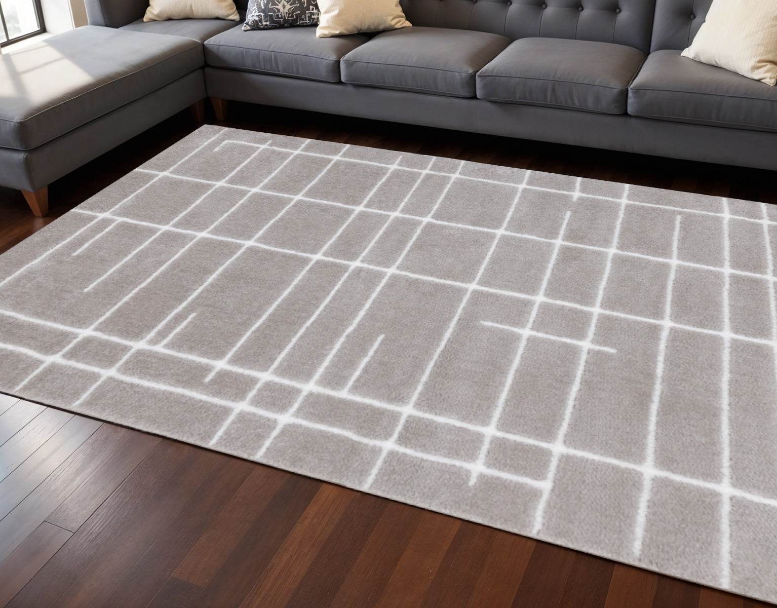 8 X 11 Gray And White Striped Area Rug