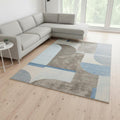 8 X 11 Blue Gray And Brown Geometric Area Rug