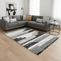 8 X 11 White And Gray Striped Area Rug