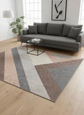 5 X 8 Gray Brown And Beige Geometric Area Rug