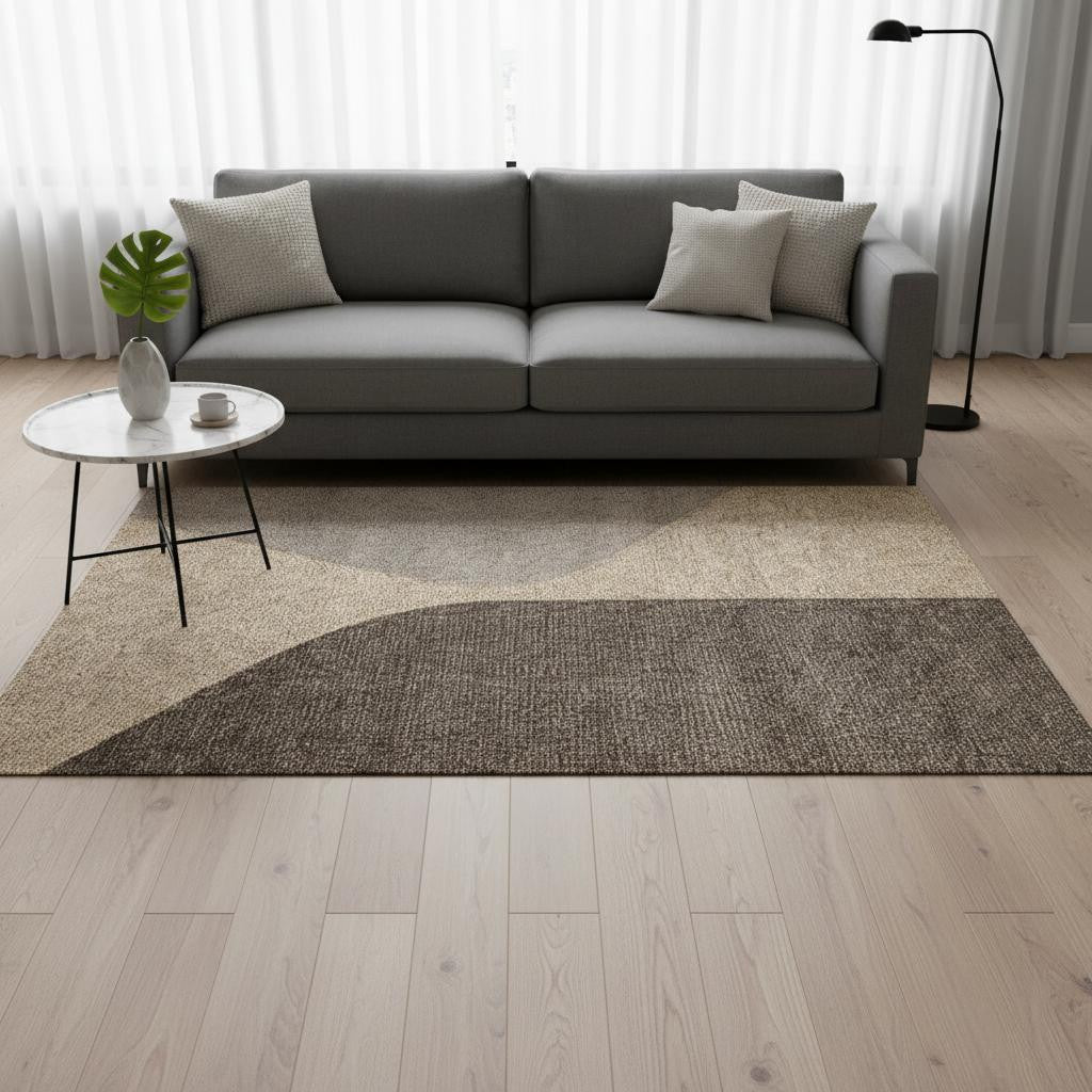 5 X 8 Beige Gray And Brown Geometric Area Rug