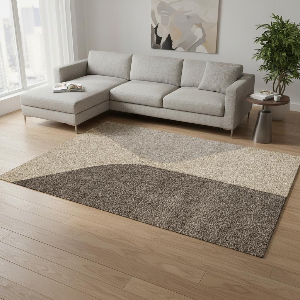 8 X 11 Beige Gray And Brown Geometric Area Rug