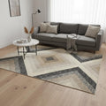 5 X 8 Gray Beige And Black Geometric Area Rug