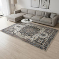 8 X 10 Gray Black And Ivory Medallion Area Rug