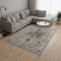 8 X 10 Beige Gray And Black Medallion Area Rug
