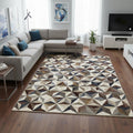 8 X 10 Cream Gray And Brown Geometric Area Rug
