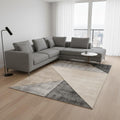 7 X 10 Gray Cream And Beige Geometric Area Rug