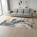 5 X 8 Cream Copper And Blue Abstract Area Rug