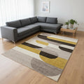 8 X 11 Cream Yellow And Brown Geometric Area Rug
