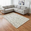 8 X 11 Cream And Black Striped Area Rug