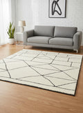 5 X 8 Cream And Black Geometric Area Rug