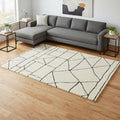8 X 11 Cream And Black Geometric Area Rug