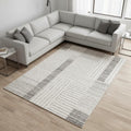 8 X 11 Ivory And Black Striped Area Rug