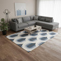 8 X 11 Cream And Blue Geometric Area Rug