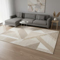 7 X 10 Beige And Cream Geometric Area Rug