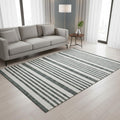 5 X 8 Green And Ivory Striped Area Rug