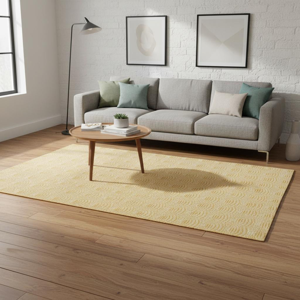 5 X 8 Yellow And Beige Geometric Area Rug