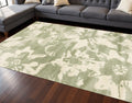 8 X 11 Green And Cream Botanical Leaves Area Rug