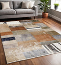 5 X 8 Beige Orange And Brown Geometric Area Rug