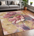 5 X 8 Yellow And Pink Floral Area Rug