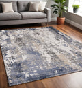 5 X 8 Blue Beige And Gray Abstract Area Rug