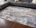 8 X 11 Blue Beige And Gray Abstract Area Rug