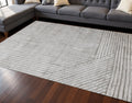 7 X 10 Gray And Off White Striped Area Rug