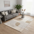 5 X 8 Cream Brown And Beige Geometric Area Rug