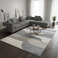 8 X 11 Blue Cream And Brown Geometric Area Rug