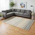8 X 11 Cream Blue And Red Striped Area Rug
