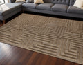 8 X 11 Dark Brown And Brown Geometric Area Rug