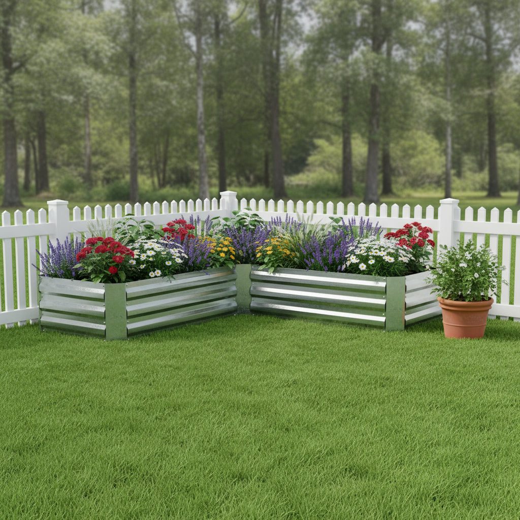 12 X 60 Silver Steel L Shape Raised Garden Bed