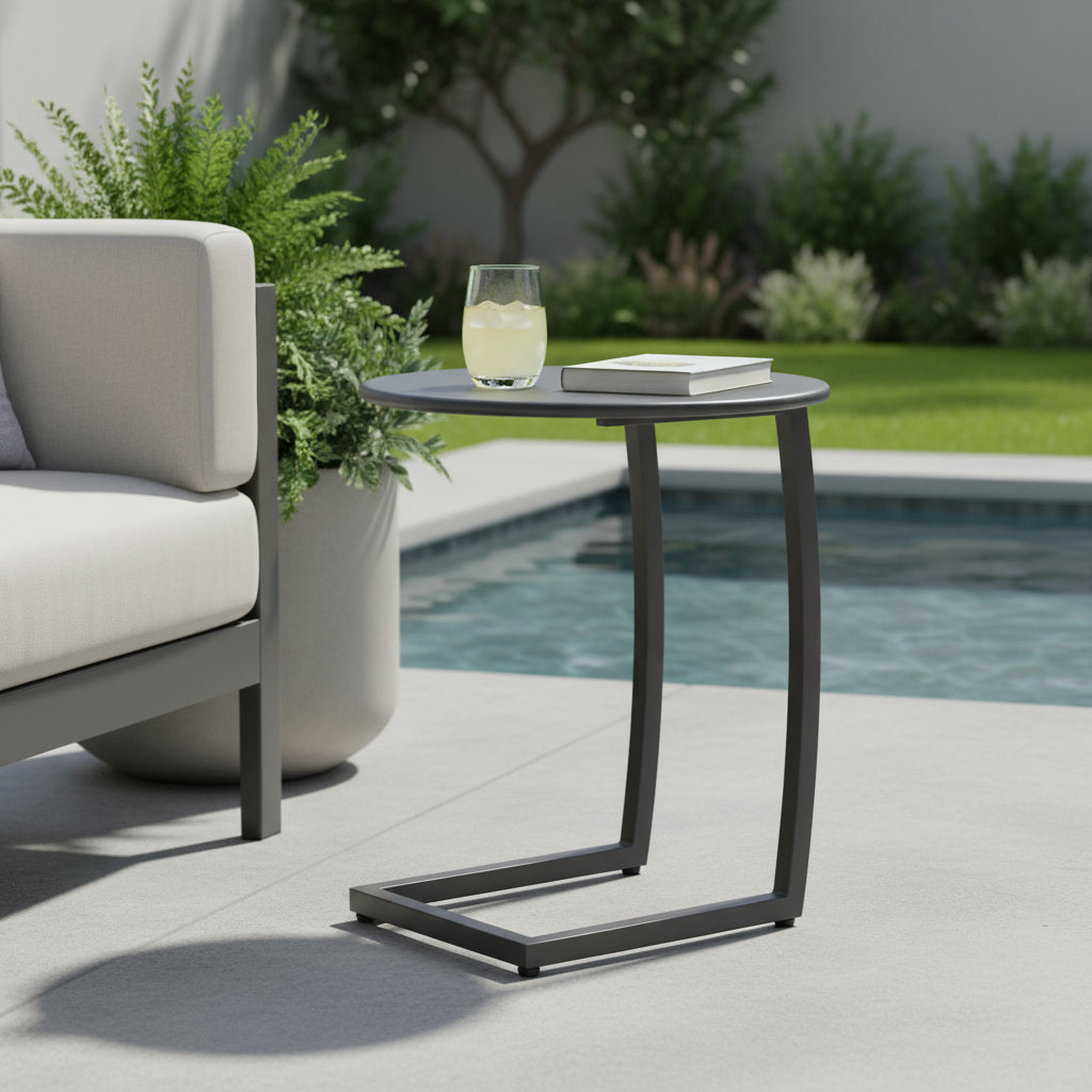 20 Black Aluminum Round Outdoor Side Table