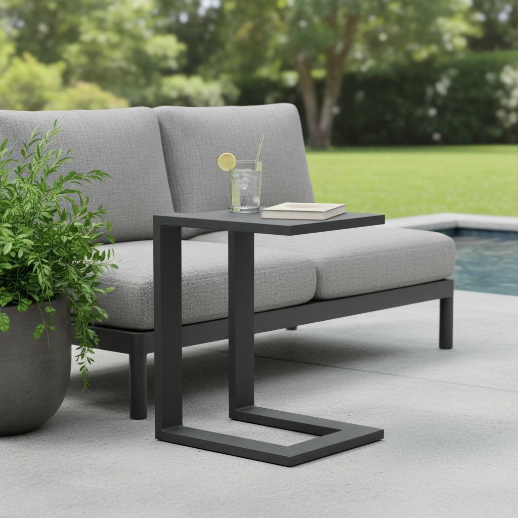 18 Black Aluminum Outdoor Side Table