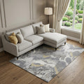 10 X 14 Gray Gold And Ivory Abstract Washable Area Rug With UV Protection