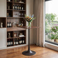 24 Brown and Black Wood and Steel Square Bar Table