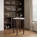 32 White and Brown Faux Marble and Solid Wood Rounded Bar Table