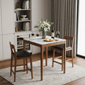 32 White and Natural Faux Marble and Solid Wood Square Bar Table