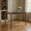 56 Gray And Natural Faux Concrete And Solid Wood Outdoor Bar Table