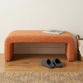 50 Orange Fabric Abstract Curvy Upholstered Bench
