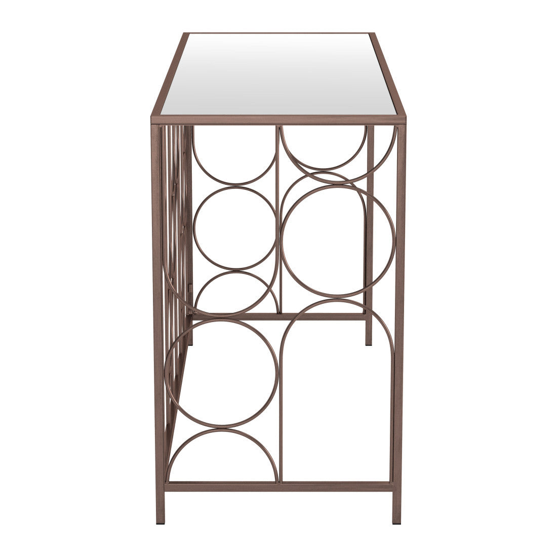 50 Bronze Mirrored Glass and Steel Frame Console Table