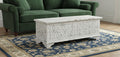 52 White Rustic Solid Wood Geometric Storage Ottoman