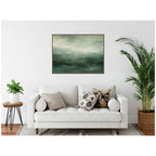 Tonal Abstract Comforting Sage Emerald Forest Green Landscape Horizontal by The Creative Bunch Studio Framed Canvas Wall Art Print