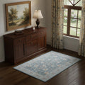 4 X 6 Blue And Ivory Floral Area Rug With UV Protection
