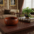 7 Brown Solid Wood Round Serving Bowl