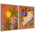 Sylvie Leopard inn Moroccan Forest Framed Canvas Art Set by Nikita Jariwala